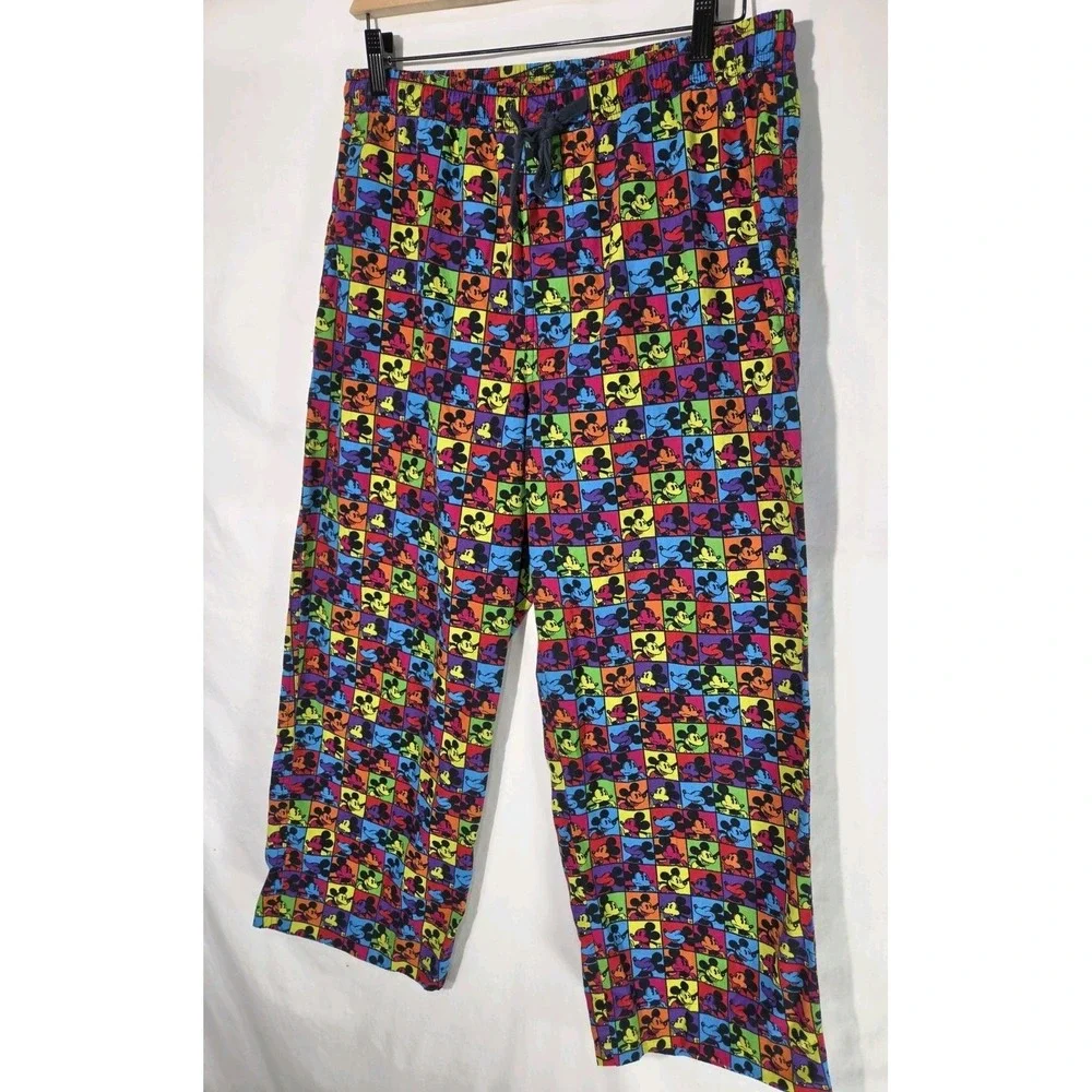 Disney Parks Mickey Mouse‎ Colorful Photo Reel Drawstring Pajama Pants Size Med